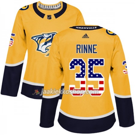 Nainen NHL Nashville Predators Pelipaita Pekka Rinne 35 Adidas 2017-2018 Kulta USA Flag Fashion Authentic